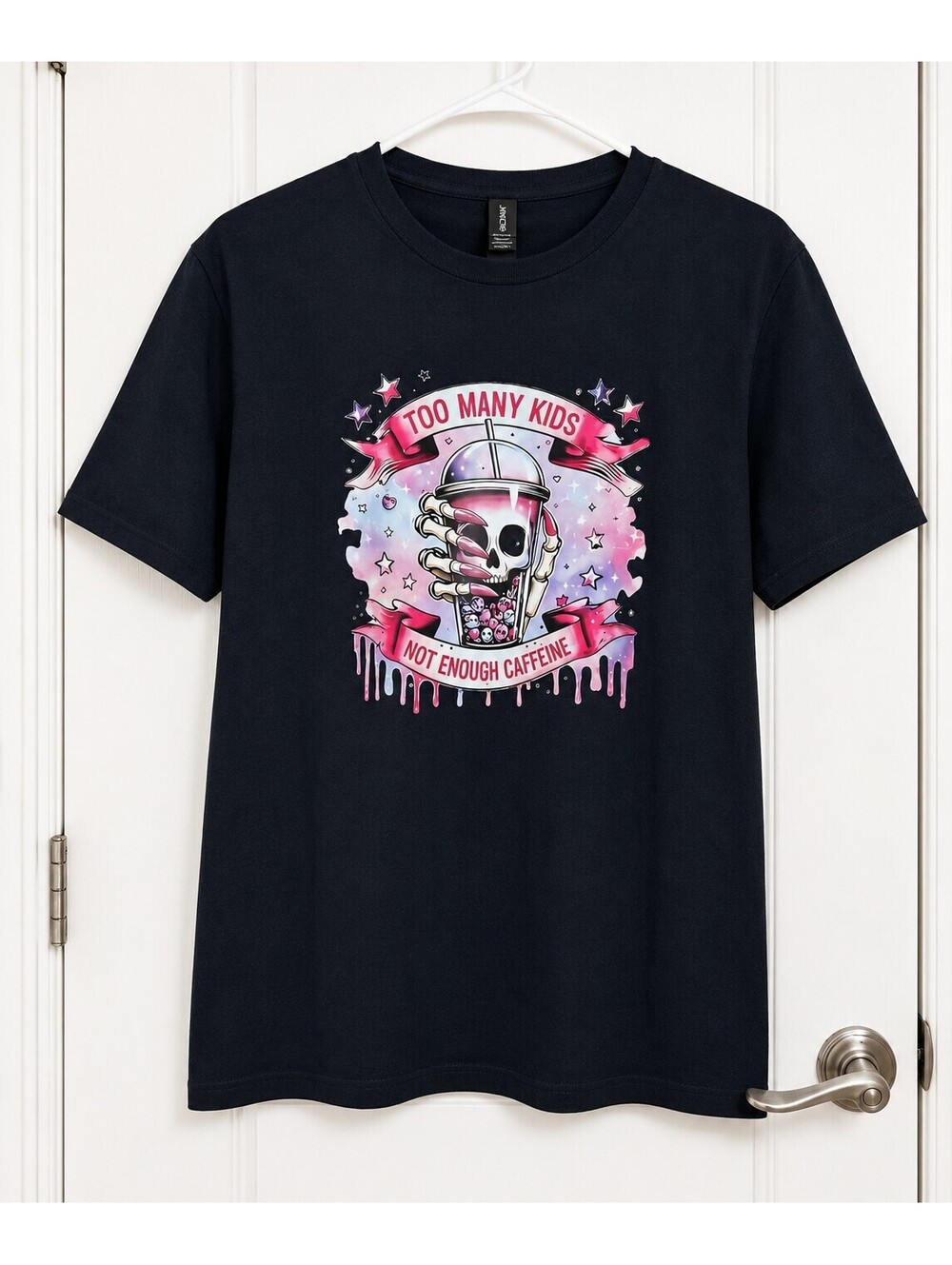 Too Many Kids, Not Enough Caffeine Skeleton Graphic Funny Mom Coffee  T-Shirt